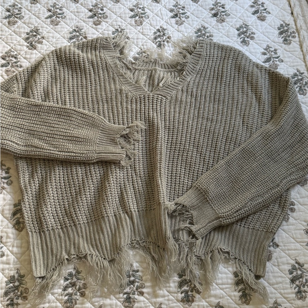 Distressed Gray Sweater